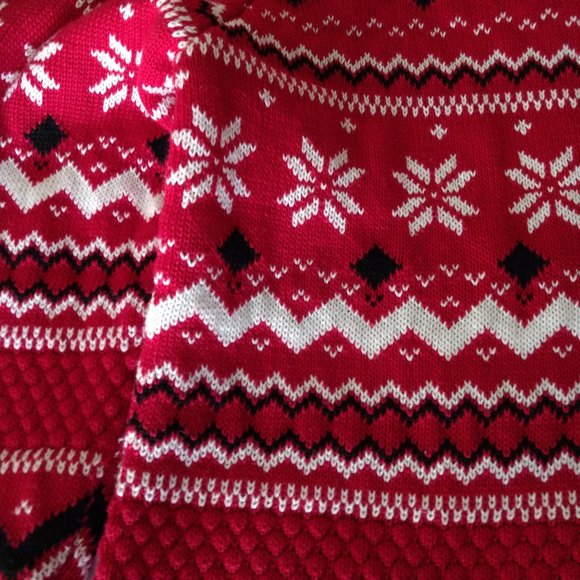 BRECKENRIDGE Sweater Cardigan Women's L Red Fair‎ Isle Full Zip Nordic Snowflake - Picture 6 of 14